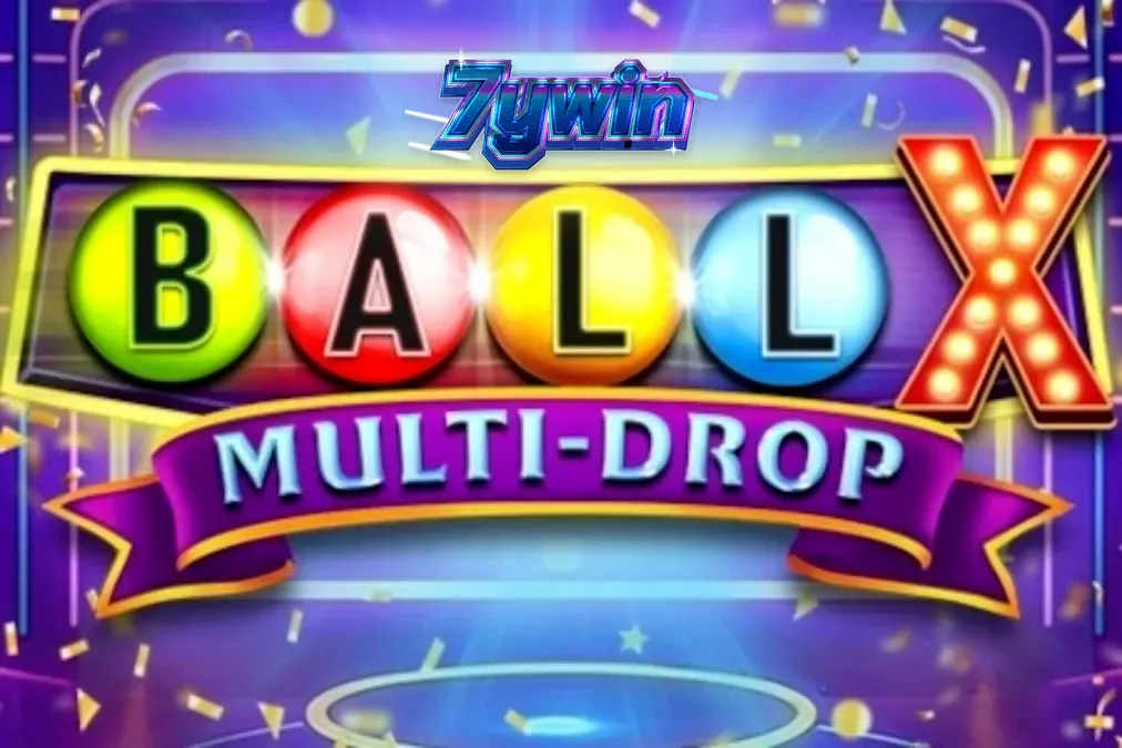 Interface do jogo de slot Ball X Multi-Drop com luzes neon e símbolos clássicos